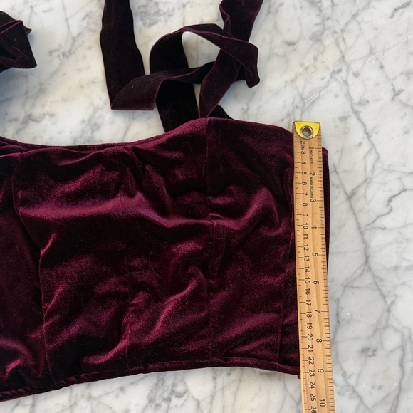 Disturbia Lisette Velour Tie Strap Corset Top - Wine Sz 6 - Picture 7 of 9